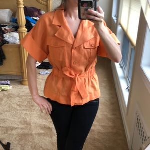 Ellen tracy orange linen shirt